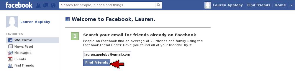 Facebook search for friends email